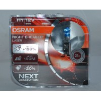 Галогеновая автолампа H1 Osram P14,5s 12V 55W 64150 NL-HCB Laser +150% Duo Box