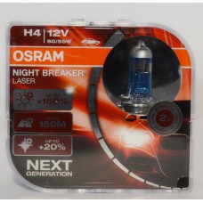 Галогенова автолампа H4 Osram P43t 12V 60/55W Night Breaker Laser+150% 64193NL-HCB Duo Box