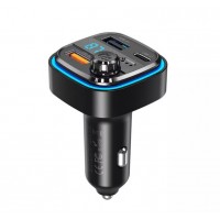 FM Трансмиттер XO BCC08 Smart Bluetooth MP3 +5V3.1A Car Charger with Ambient Light Black