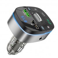FM Трансмиттер Hoco E71 Crystal transparent discovery edition QC3.0 car BT FM transmitter Jazz Black