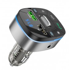 FM Трансмиттер Hoco E71 Crystal transparent discovery edition QC3.0 car BT FM transmitter Jazz Black