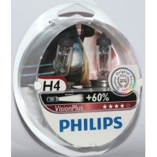 Галогенова автолампа H4 Philips P43t-38 12V 60/55W Vision Plus +60% 12342VPS2 к-кт2шт.
