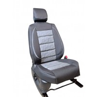 Накидки на сидения POKROVA 600 с экокожей Черно-серые Волна перед