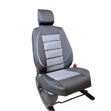 Накидки на сидіння POKROVA 600 з екошкірою Чорно-сірі Хвиля перед