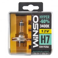 Галогеновая автолампа H7 Winso HYPER 12V +60% 55W PX26d SET 712730