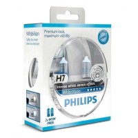 Галогеновая автолампа H7 Philips PX26d 12V 55W White Vision +60% (4300K) 12972WHVSM 2шт