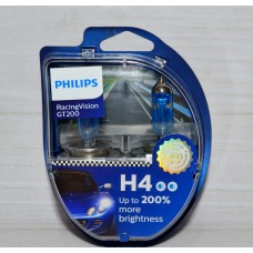 Галогенова автолампа H4 Philips P43t-38 12V 60/55W Racing Vision GT+200% 12342RGT+S2 к-кт 2шт