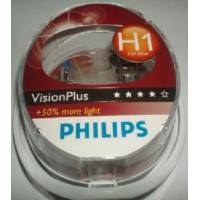 Галогенова автолампа H1 Philips P14,5s 12V 55W Vision Plus +60% 12258VPS2 к-кт2шт