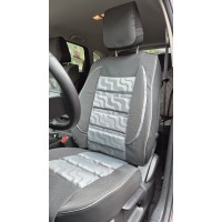 Накидки на сидіння POKROVA 600 з екошкірою Чорно-сірі Хвиля перед