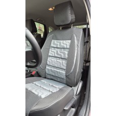 Накидки на сидения POKROVA 600 с экокожей Черно-серые Волна перед