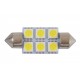 Светодиод Winso SV8.5 T11x36 12V 6LEDS SMD 5050 White 127440