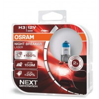 Галогенова автолампа H3 Osram PK22s 12V 55W 64151 NL-HCB Laser +150% Duo Box
